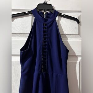 Windsor Blue Halter Sheath Mini Dress